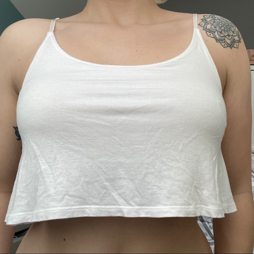 White Flowy Crop Top Tank